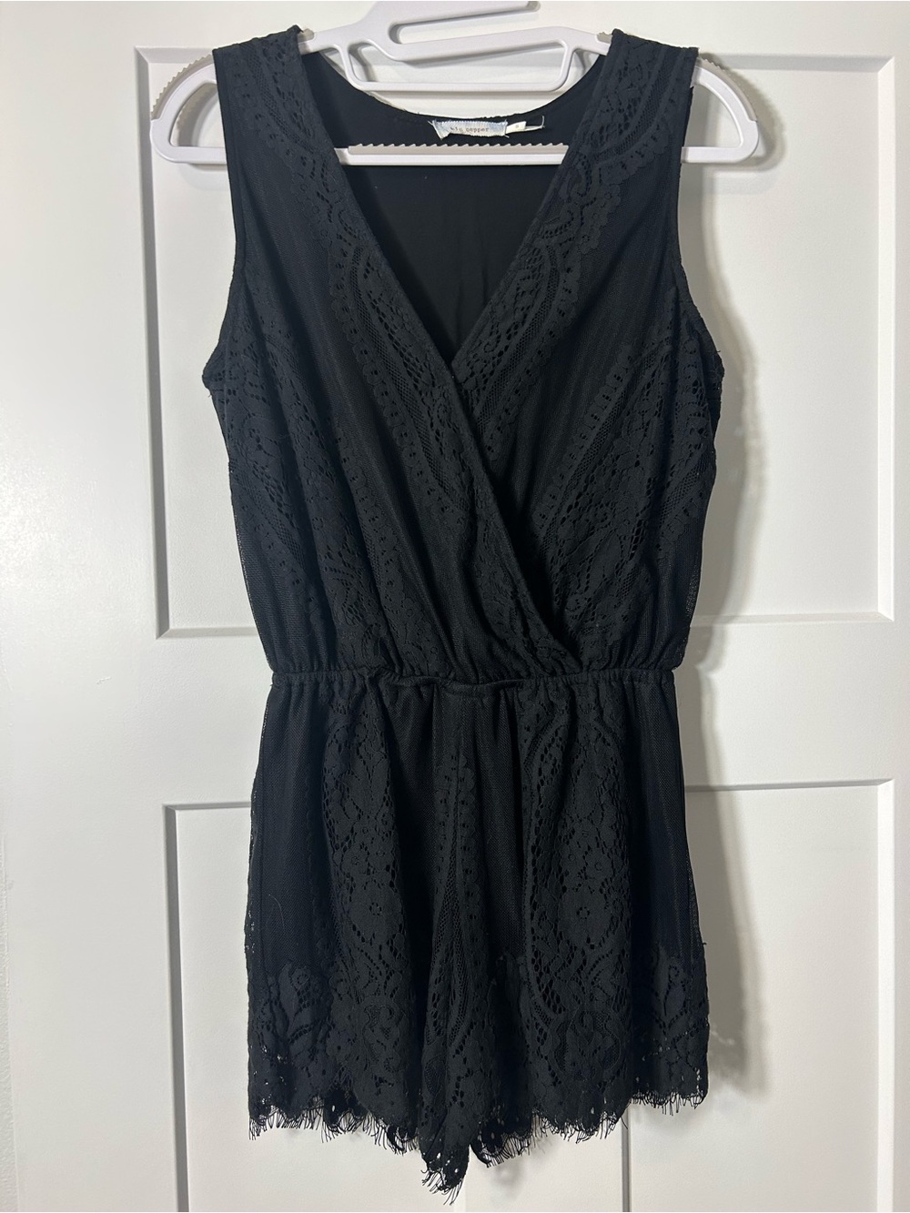 Blu Pepper Black Lace V-Neck Sleeveless Romper